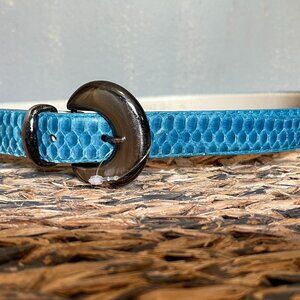 Genuine Snakeskin Turquoise Designer Belt, Size 34, Length 38" Width 1"